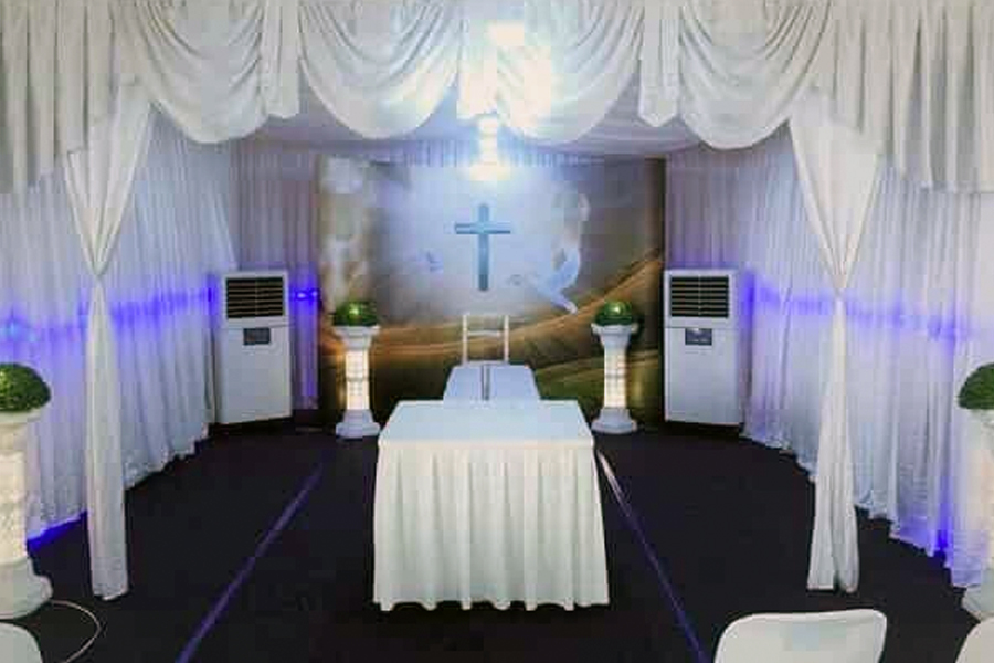 christian funeral setup