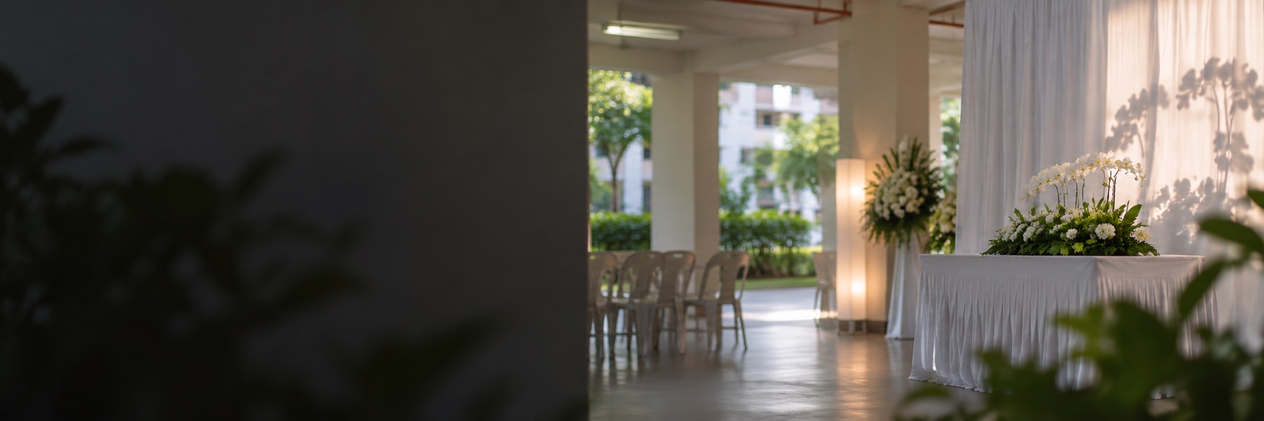 Simple wake venue at a Singapore HDB void deck